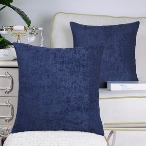 Cozy Throw Pillow Covers, Navy Blue, Set of 2